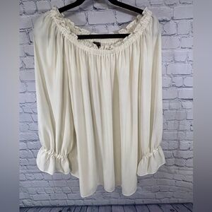 Talbots Cream Off-Shoulder Peasant Blouse